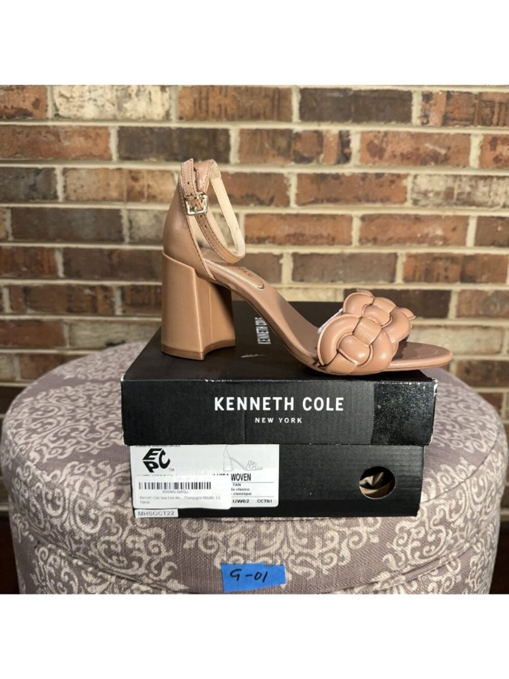 Kenneth Cole New York Women Luisa Woven Wedge Sandal Champagne Metallic Size 5.5 - Picture 3 of 3